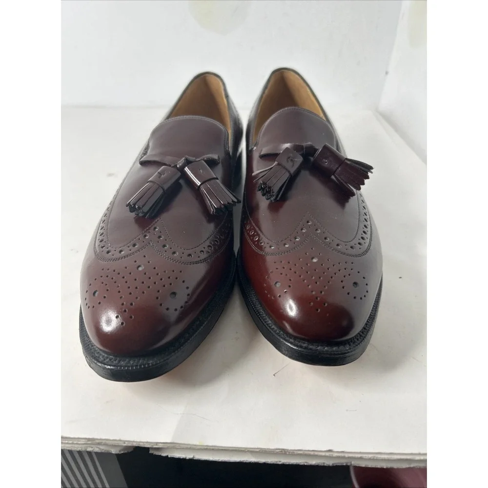 Johnson & Murphy Aristocrat Deerfield Wing Tip Tassel‎ Oxford Sz 12 Burgundy
